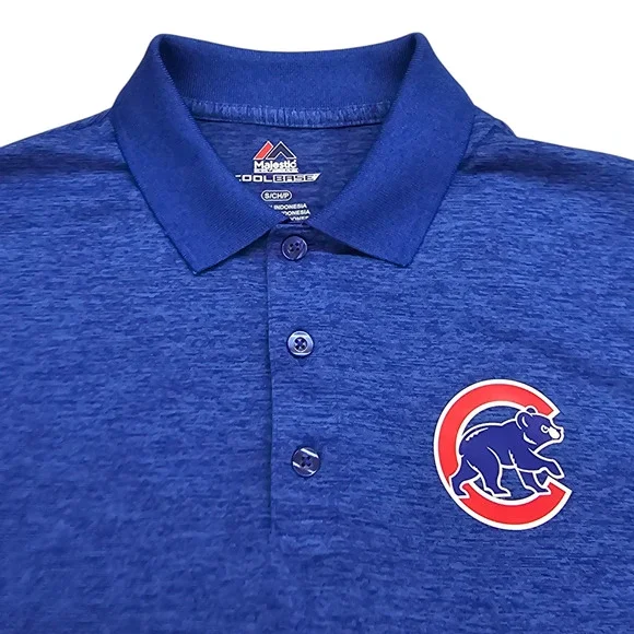 NWT Chicago Cubs Polo Shirt Mens Small Majestic Cool Base Graphic Print Baseball - Picture 3 of 12